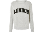 Grå sweatshirt med texten "LONDON".