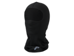 Black balaclava with a reflective logo at the bottom