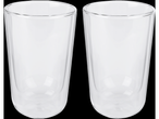 Duas xícaras de café de vidro transparente.