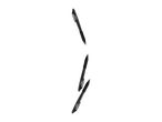 Three black Crelando pens are falling, forming a diagonal line.