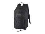 Black sports backpack with elastic cord on the front
