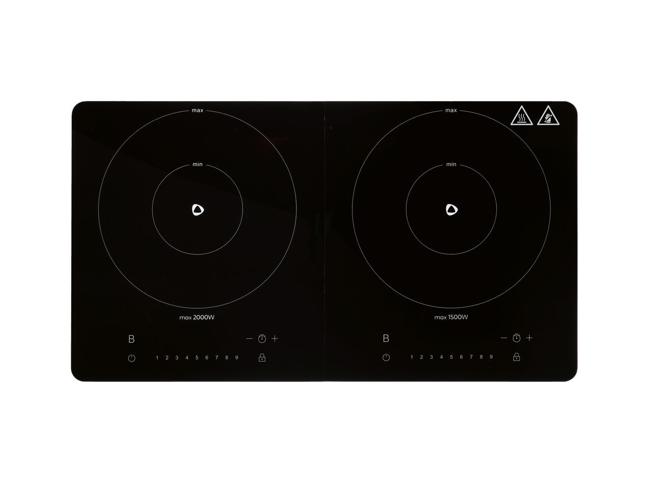 Silvercrest® dupla indukciona ploča za kuvanje sa dve zone, 2000W i 1500W.