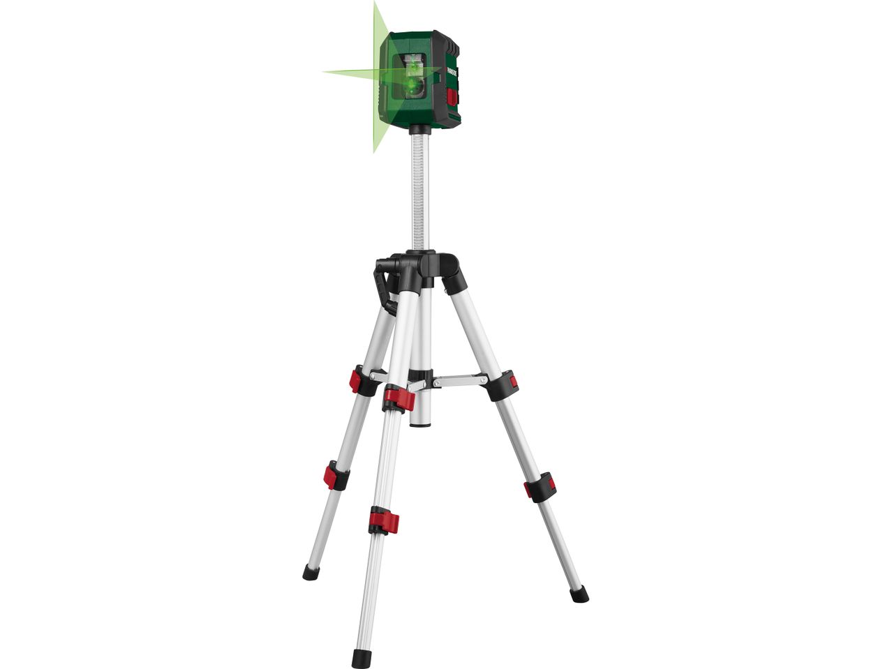 Livella laser verde su treppiede estensibile con gambe in alluminio