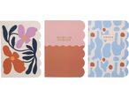 Caiete CRELANDO cu modele florale, „BELIEVE IN YOURSELF” și model abstract cu „NOTES”.