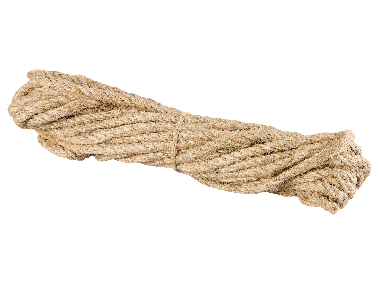Tekercselt, természetes színű, durva kenderkötél fekete háttér előtt