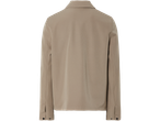 Beige arbetsjacka med långa ärmar och knappar.