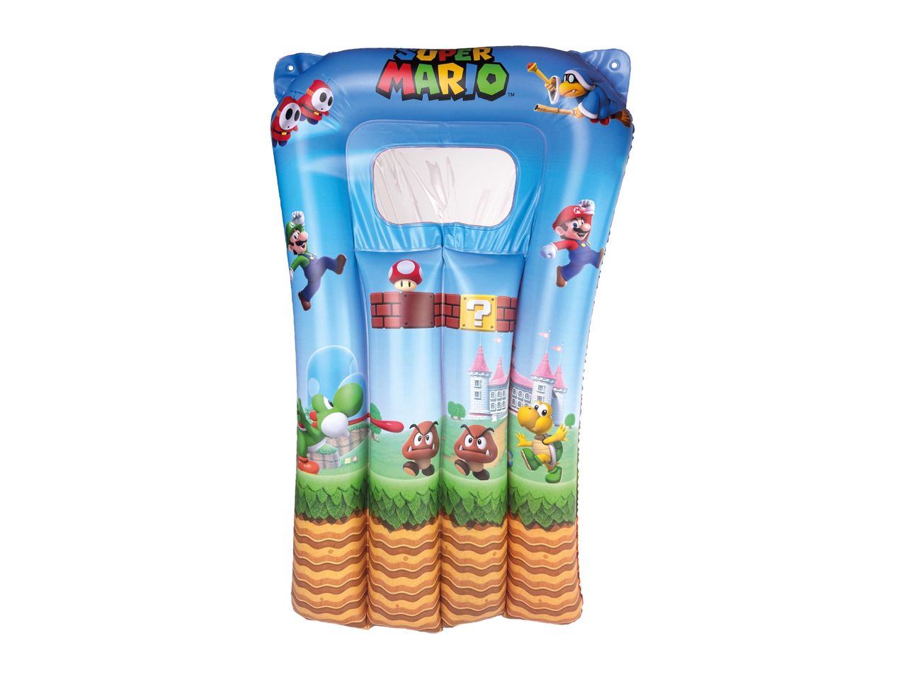 Inflatable pool float with Super Mario characters and game elements