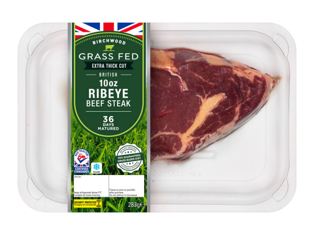 Go to full screen view: Birchwood Grass Fed 10oz British Beef 36-Day Matured Ribeye Steak - Image 1