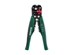 A Parkside automatic wire stripper with green handles on a black background.