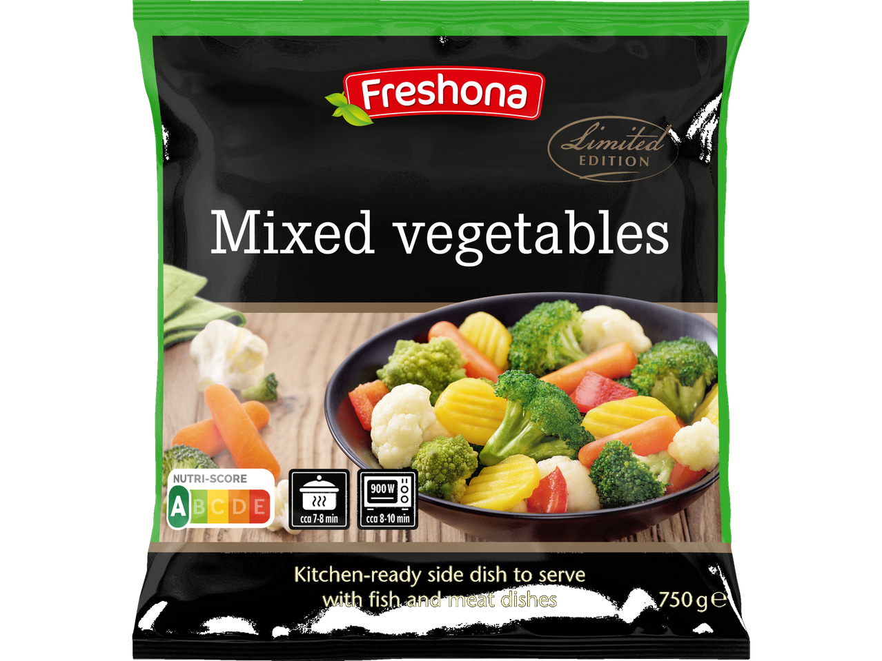 Fresbona jauktie dārzeņi, ierobežots izdevums: brokoļi, puķkāposti, burkāni.