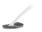 Toilet brush with a white handle and a grey silicone head with bristles.