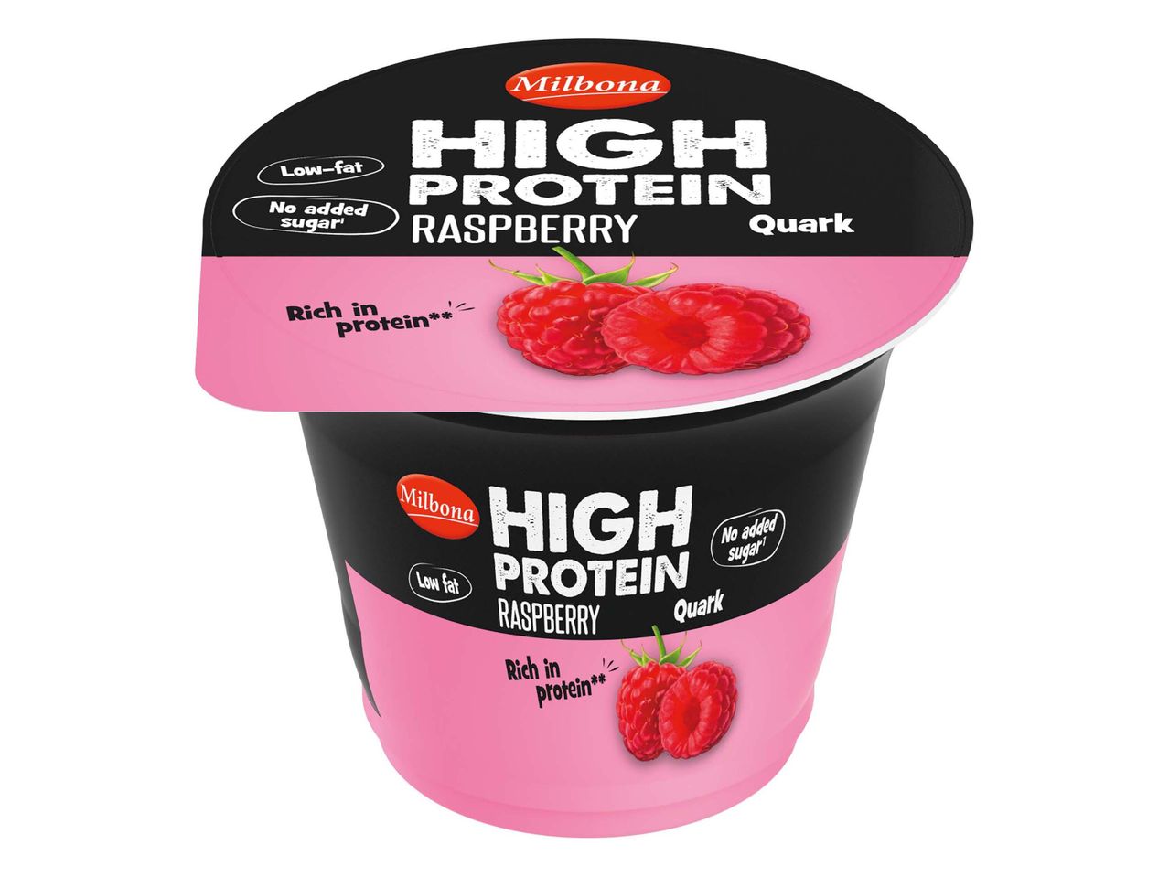 Milbona magas fehérjetartalmú málna quark, cukor nélkül.