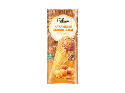 Karamelės skonio ledai su karamelės įdaru