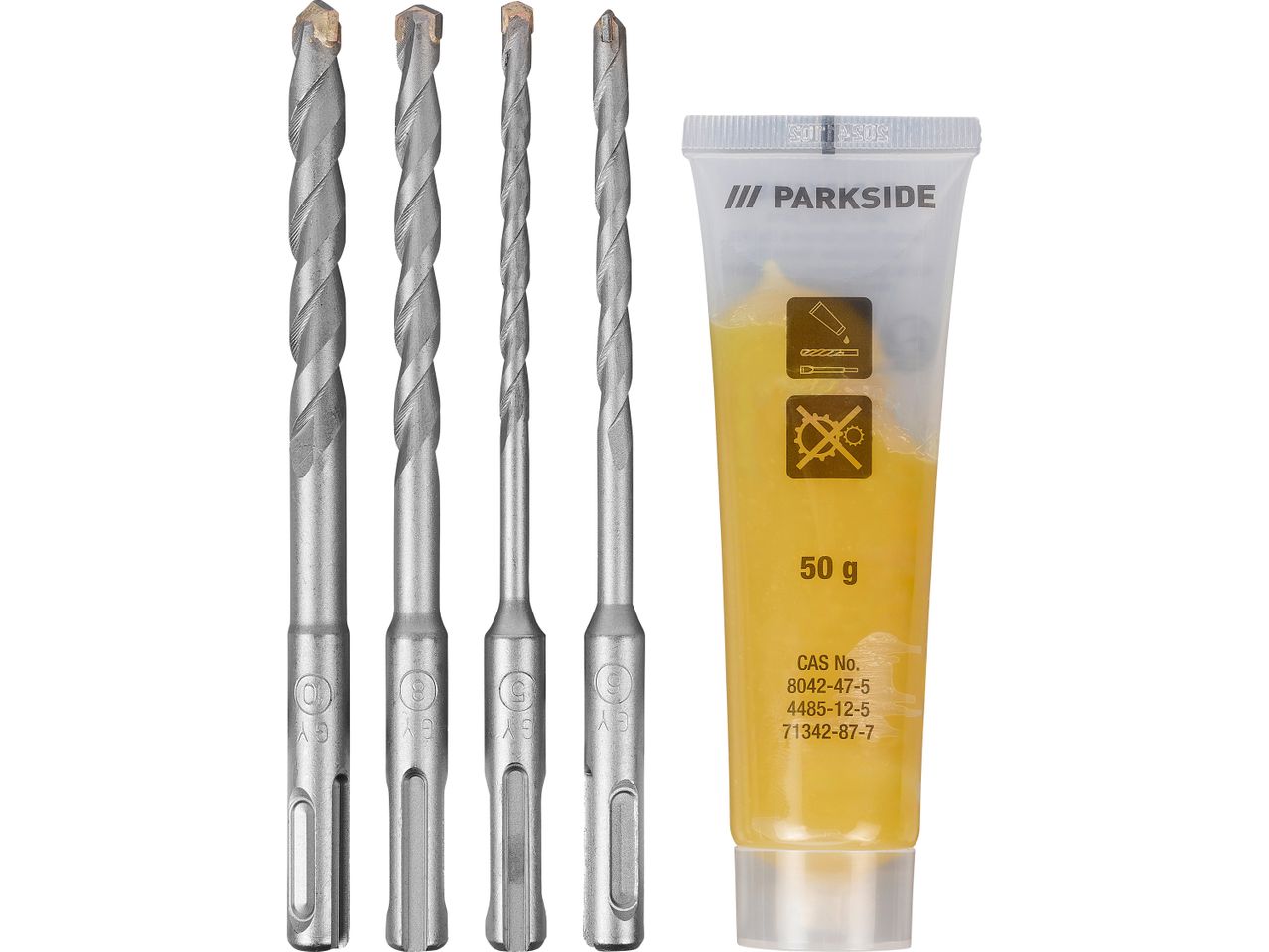 Set di punte da trapano Parkside con tubo di grasso.