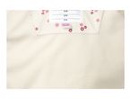 Cream-colored fleece fabric with a floral-patterned label that reads 'KEEP AWAY FROM FIRE'