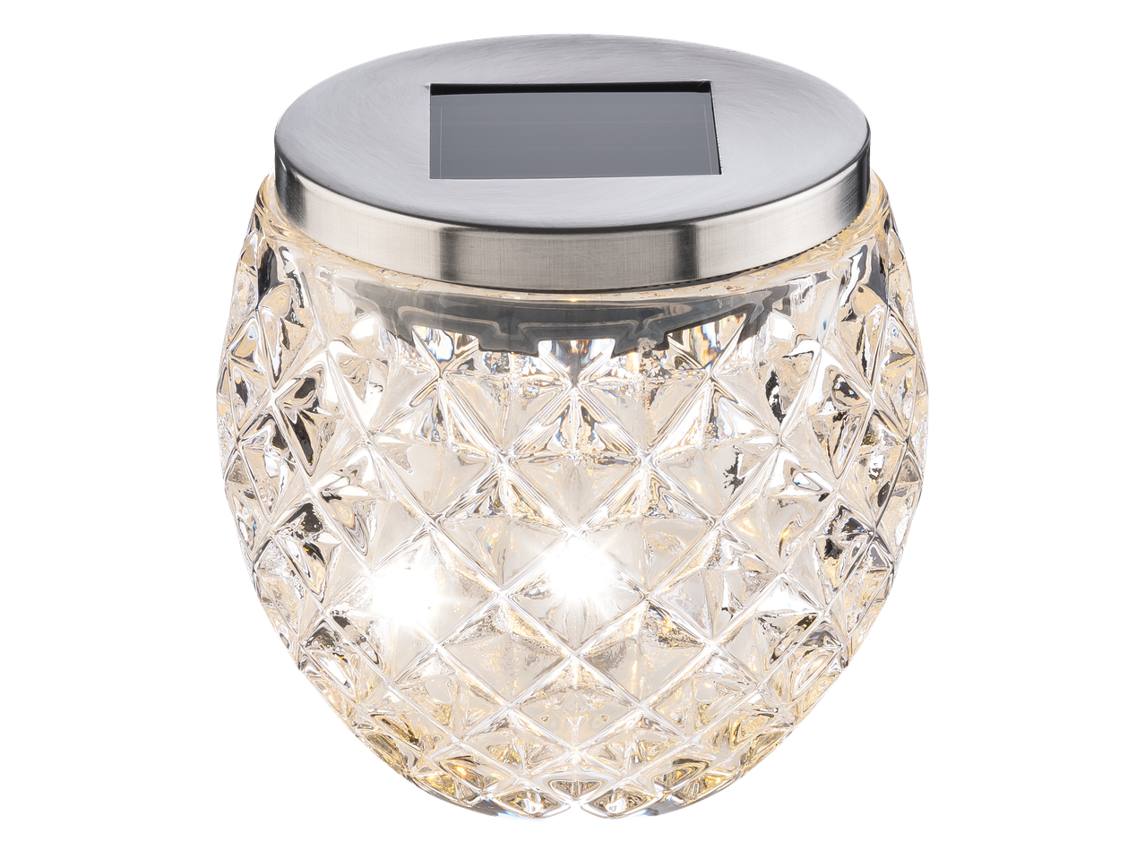 LIVARNO Lampă solară LED cu carcasă de sticlă modelată și capac metalic