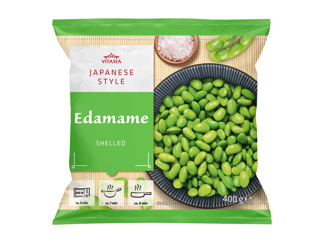 Vitaasia Japanse stijl, geschilde edamame, 400g, bevroren.