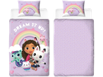 Dečija dvostrana posteljina sa motivom Gabby's Dollhouse, dugom i natpisom „DREAM IT UP!“