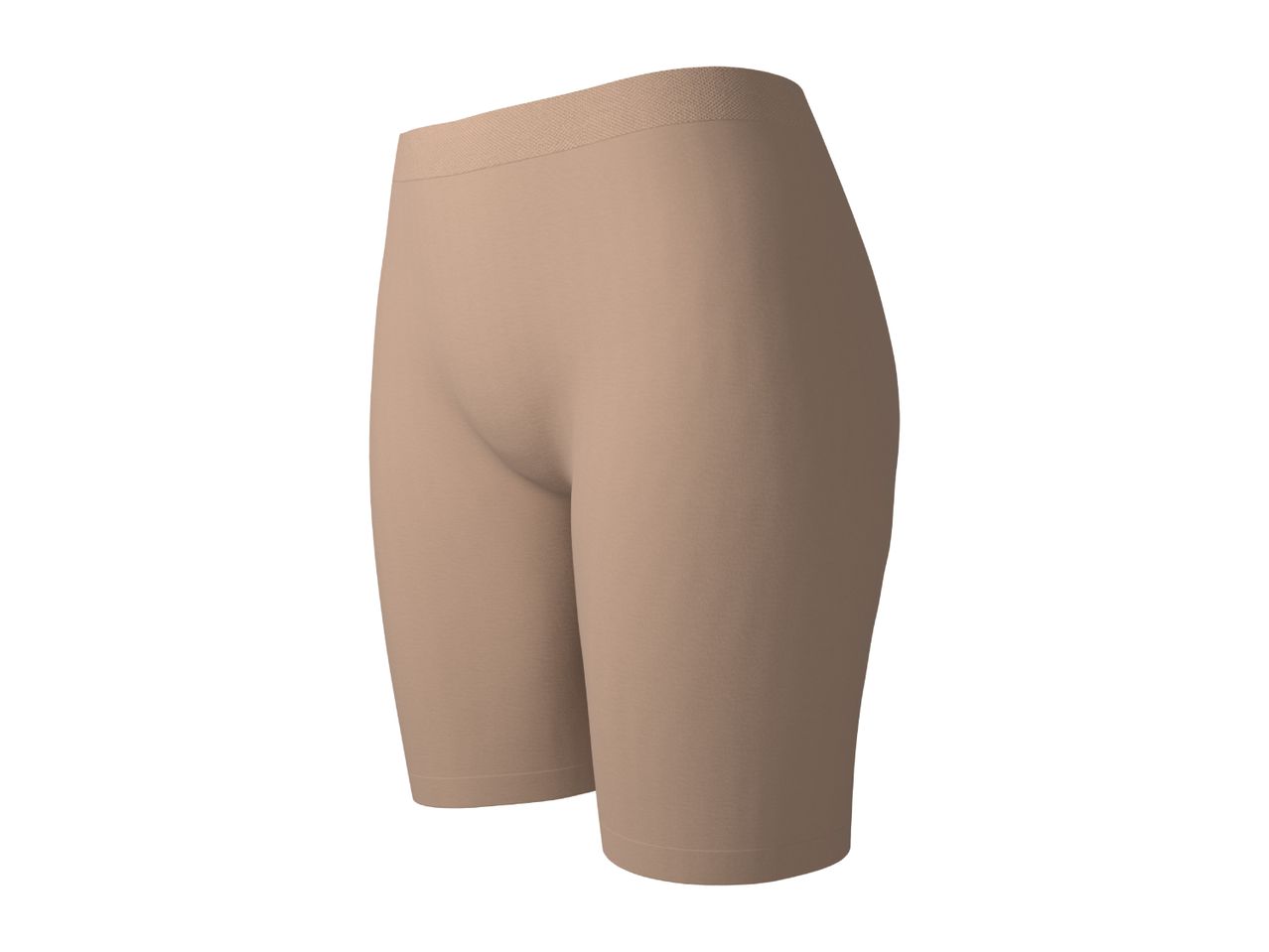 Seamless beige cycling shorts for women, side view