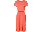 Rochie de vară coral, cu mâneci scurte.