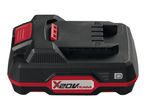 Black and red power tool battery with X20V TEAM logo and charge indicator.