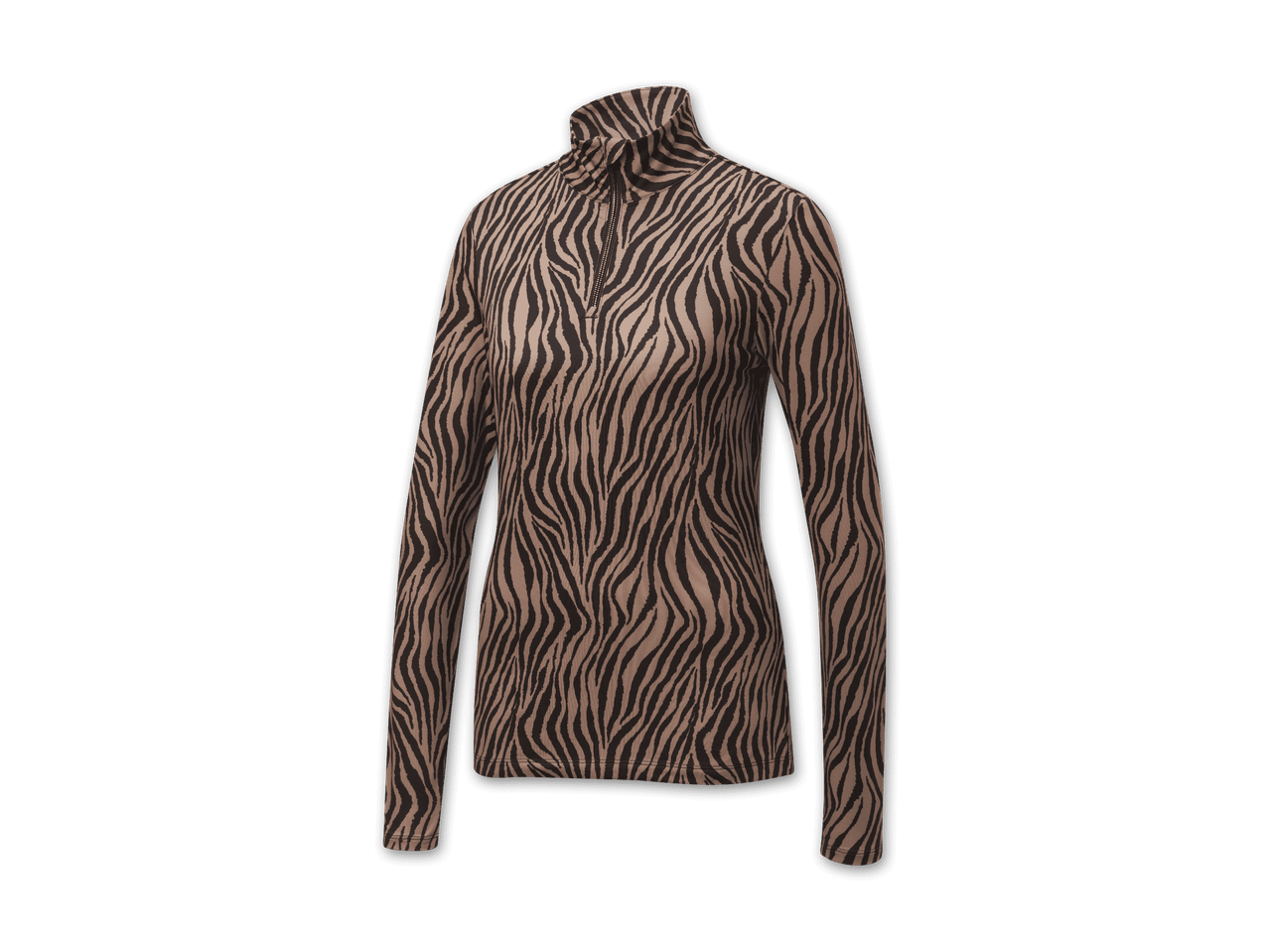 Langärmliges Oberteil mit Zebra-Print und Reißverschluss