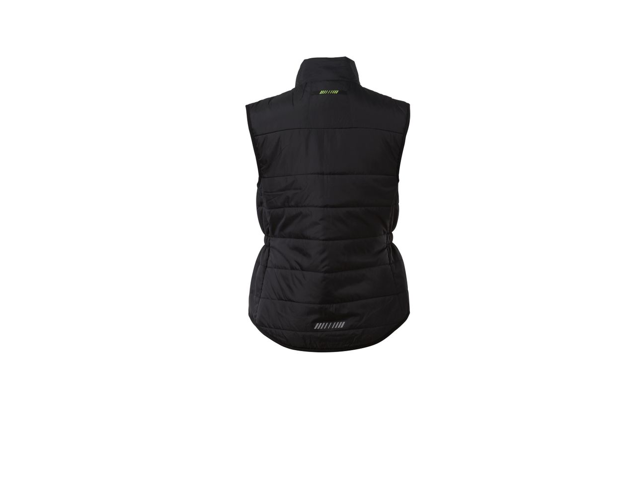 Black padded gilet with reflective details on the back