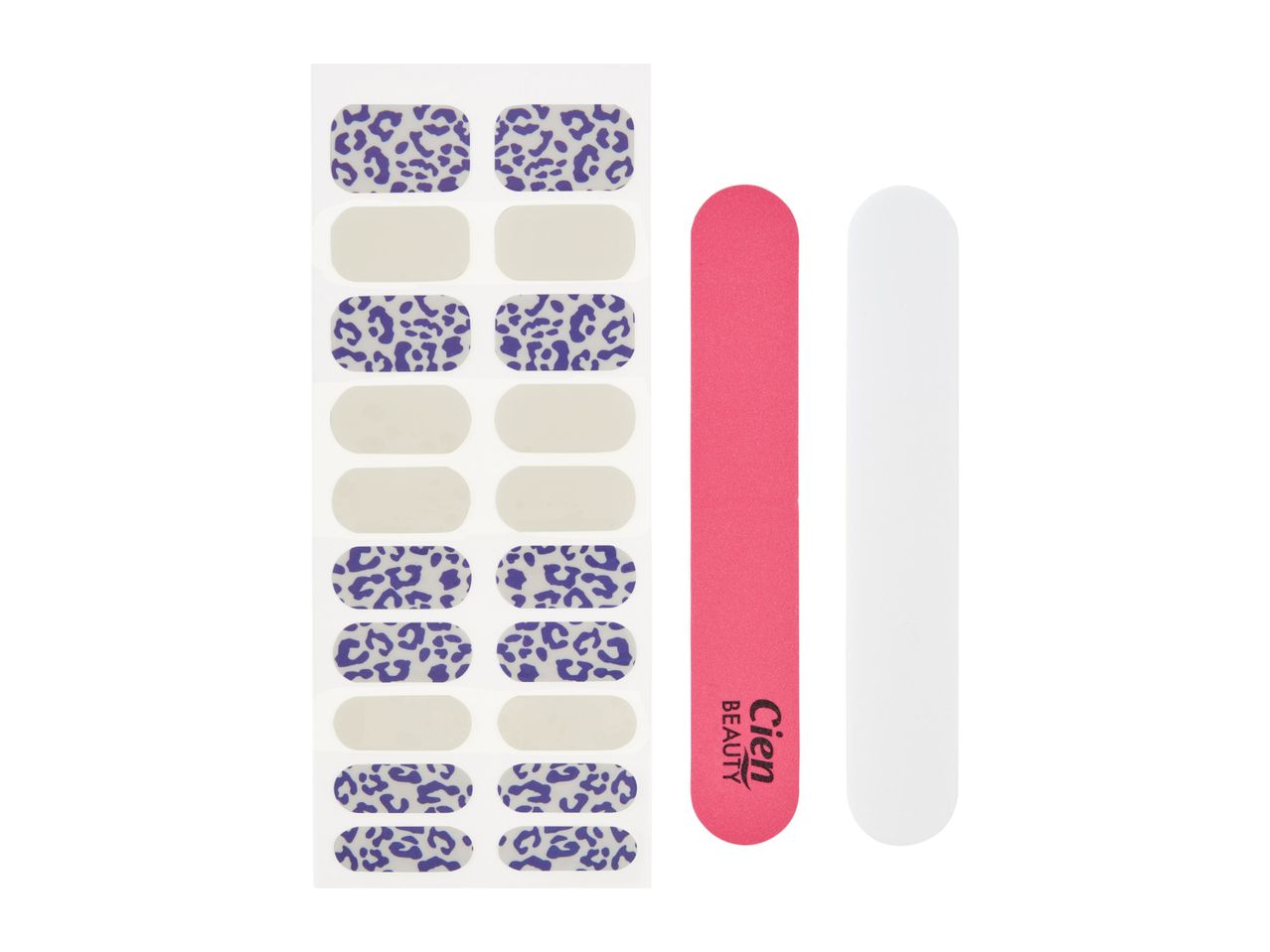 Nail art stickers and nail files.