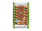 Peanut flavoured wafer rolls in a green and white package with a folk-art design.