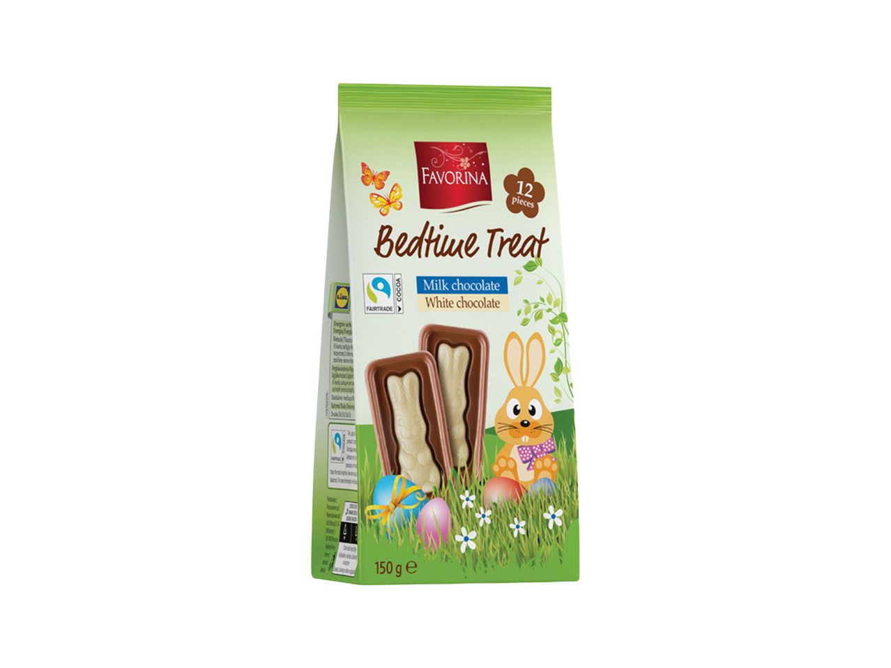 Pakovanje čokoladnih štanglica za Uskrs sa zecom, jajima i leptirima, 150g.