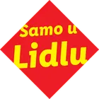 Crveni romboidni pečat sa žutim tekstom „Samo u Lidlu“.