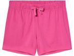 Shorts  rosa in cotone con elastico in vita e fiocco decorativo.