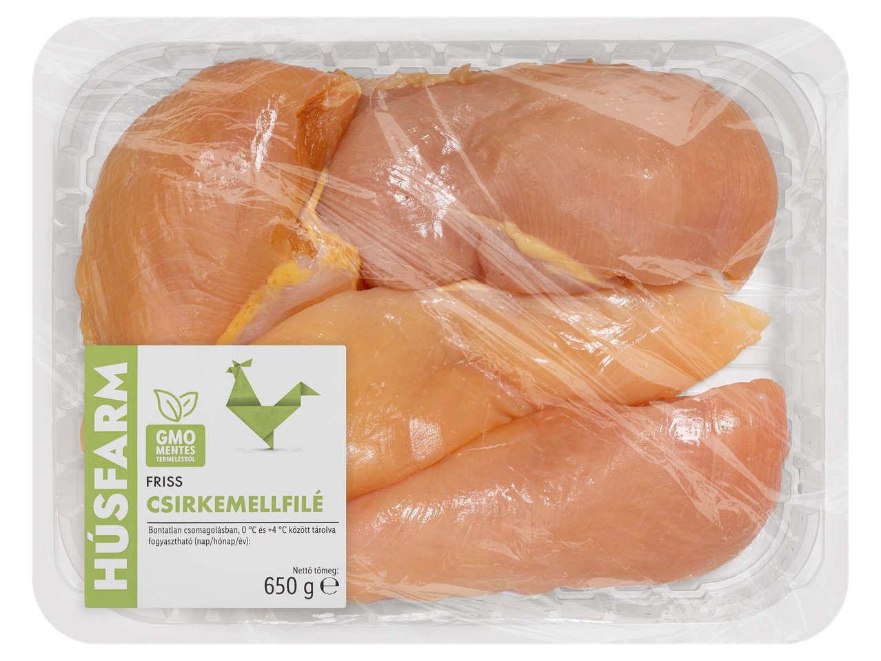 Friss csirkemellfilé 650 g-os kiszerelésben.