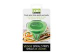 A green Veggie Spiralizer tool for creating vegetable strips is shown on its packaging.