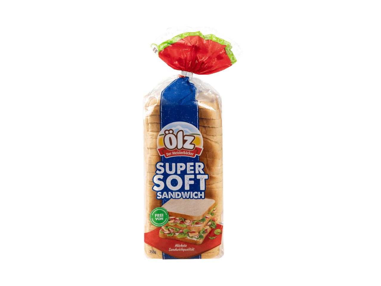 Ölz Super Soft Sandwichbrot in transparenter Verpackung mit rotem Verschluss