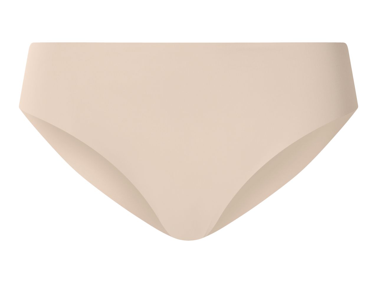 A single pair of beige women's briefs, front view.