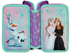 Double pencil case featuring Frozen's Olaf, Anna, and Elsa.