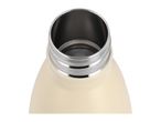 Close-up of the open neck of a beige stainless steel insulated bottle