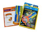 Kaleidoscope STEM kit with colorful beads and instructions, exploring light and reflection.