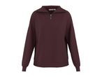 Maroon quarter-zip sweatshirt with a stand-up collar and ribbed cuffs.