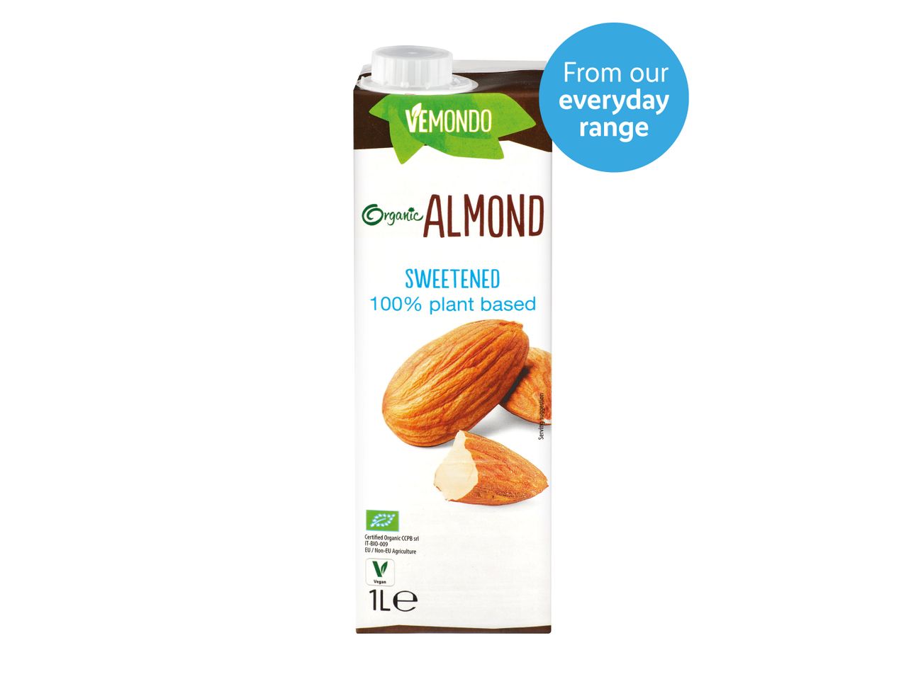 Go to full screen view: Vemondo Organic Almond Drink Sweetened - Image 1