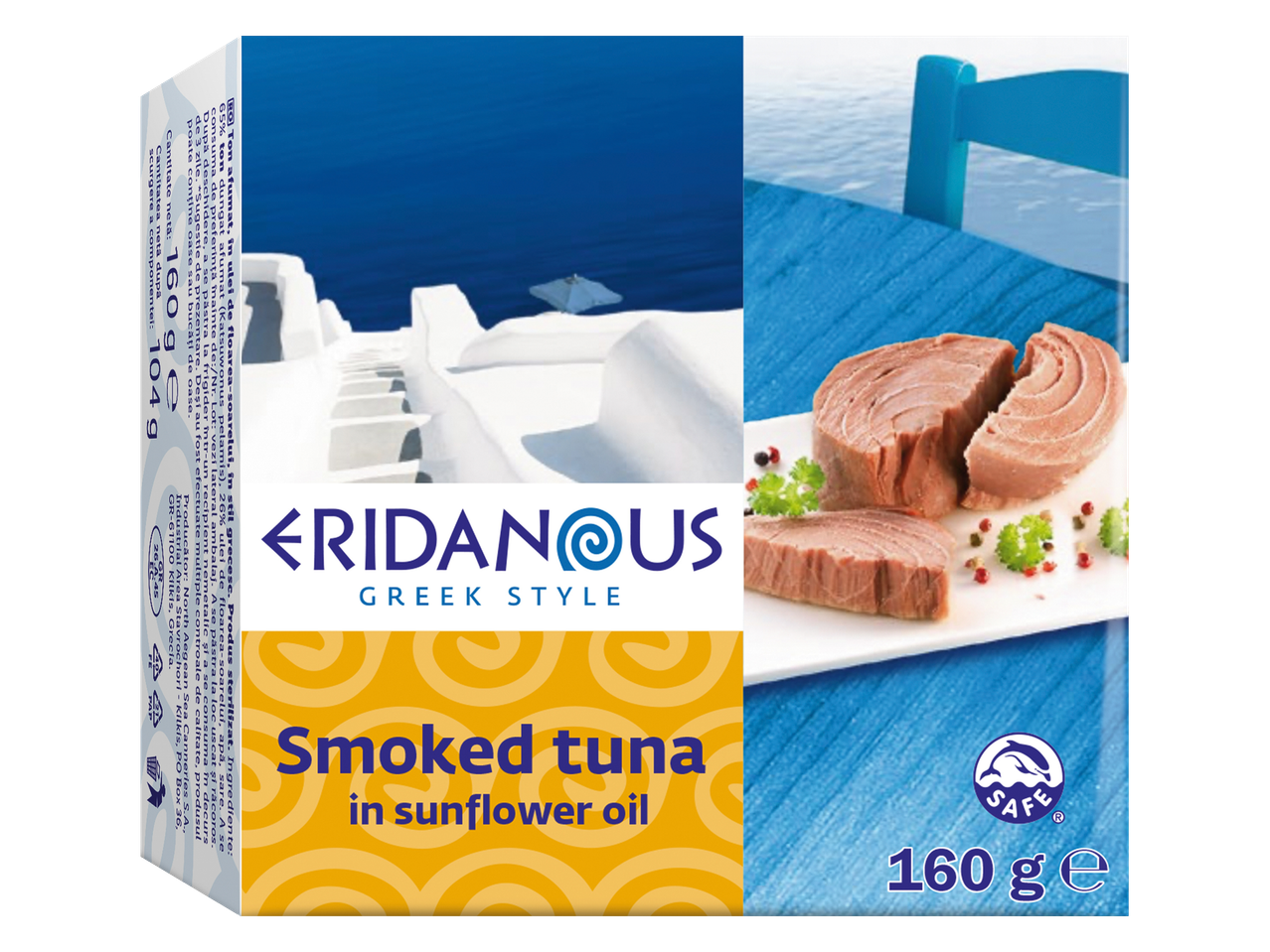 Thon fumé Eridanous, style grec, à l'huile de tournesol.