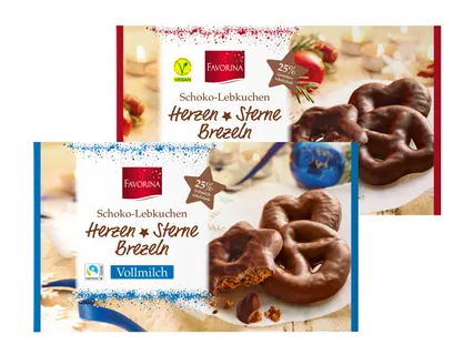 Favorina Schoko-Lebkuchen Herzen Sterne Brezeln