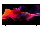 A modern television with a vibrant, abstract wave pattern on its screen.