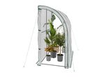 Lean-to greenhouse with potted plants inside