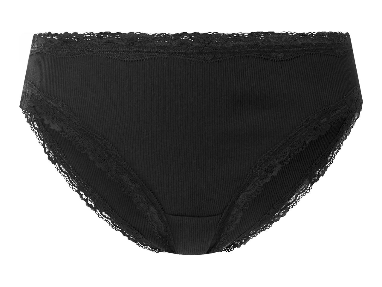 Black ribbed briefs with delicate lace trim