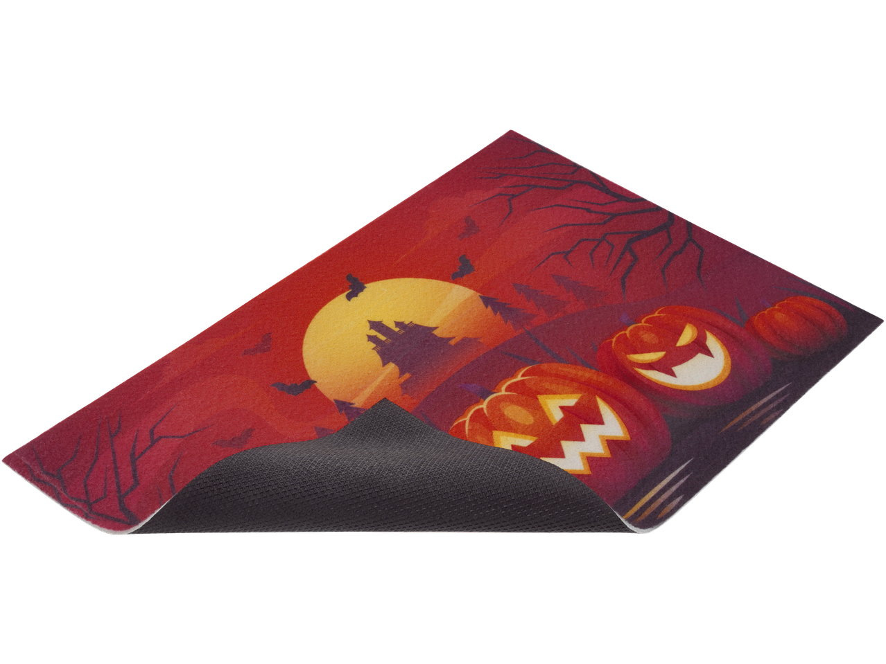 Halloween lábtörlő tökökkel és egy kísérteties kastéllyal