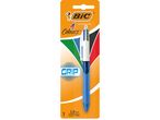 Опаковка на химикалка BIC 4 Colours Grip със синьо тяло и четири цвята мастило.