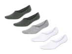 Fünf Paar Socken in Grau und Weiß.