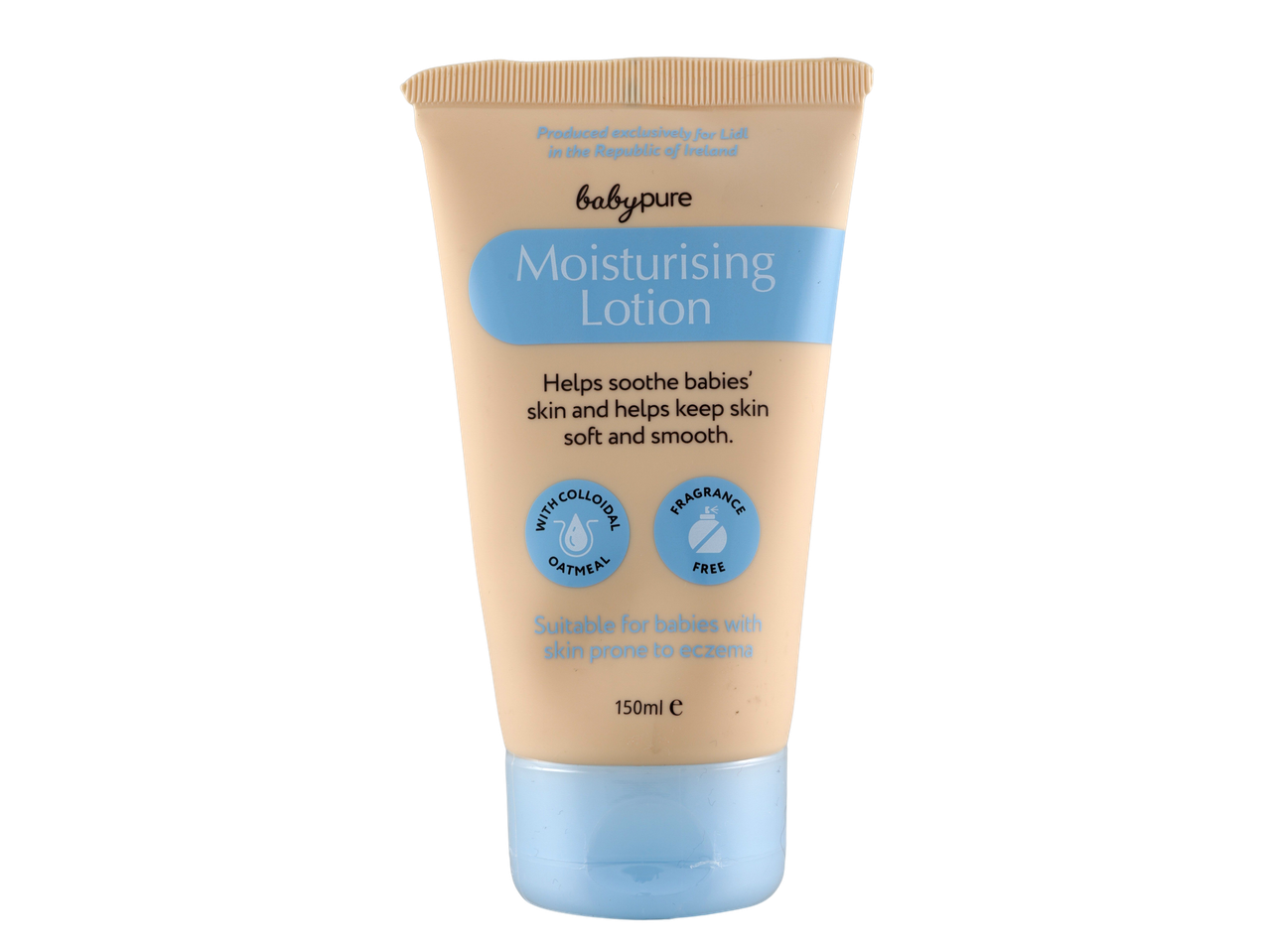 Baby Pure Moisturising Lotion with colloidal oatmeal, suitable for babies with eczema.